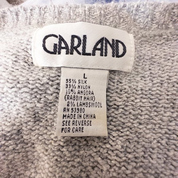 Vintage 50's Garland Large Sweater Dreamspun Grey V Neck Silk Wool Alpaca Womens - Picture 3 of 8